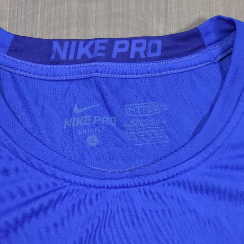 Nike Pro Dri FIT Royal Blue Short Sleeve Men's Shirt Size Large